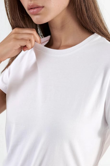 Schlichtes Rundhalsausschnitt Baumwoll-T-Shirt - Image 6