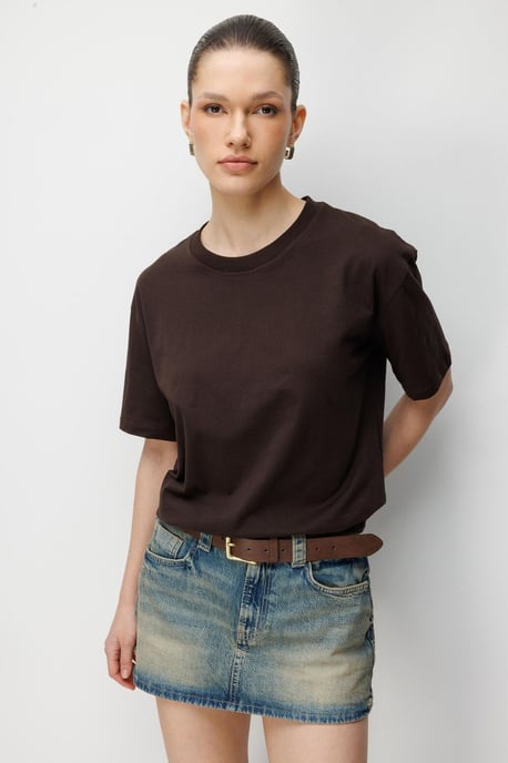 Übergroßes geripptes Rundhals-T-Shirt - Image 1