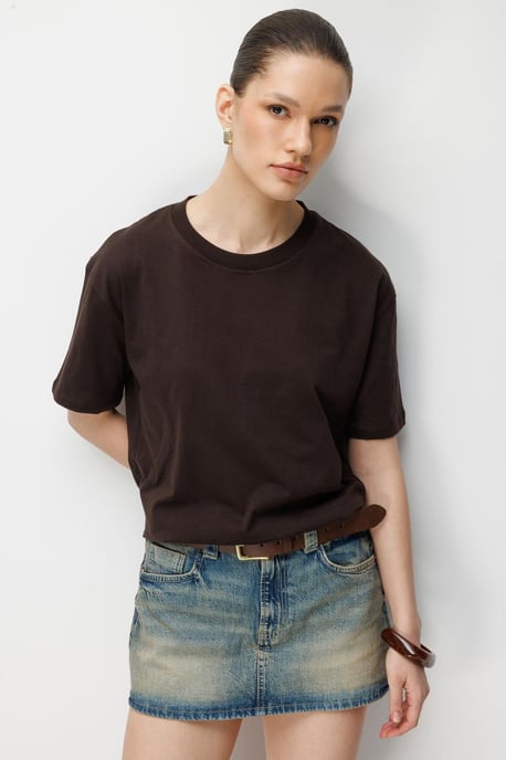 Übergroßes geripptes Rundhals-T-Shirt - Image 2