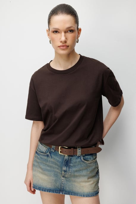 Übergroßes geripptes Rundhals-T-Shirt - Image 3