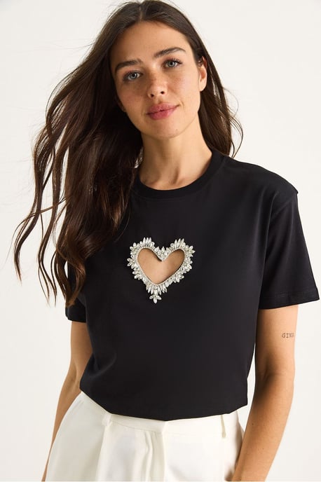 Besticktes Rundhals-Lose-Fit T-Shirt - Image 1