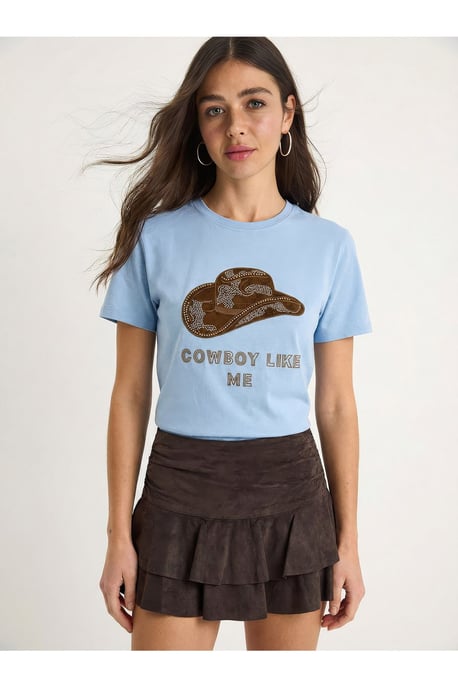 Besticktes Baumwoll-T-Shirt mit Rundhalsausschnitt - Image 2