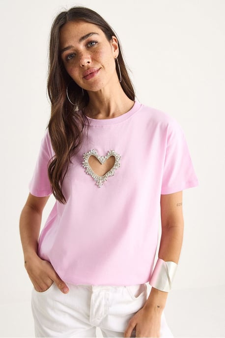 Besticktes Rundhals-Loser Sitz T-Shirt - Image 2
