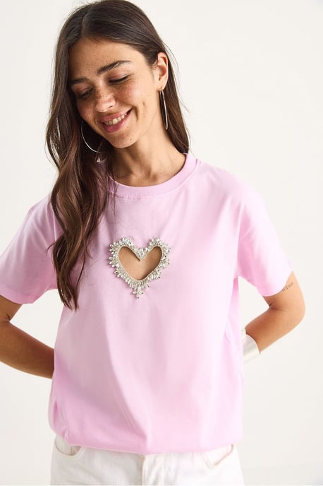 Besticktes Rundhals-Loser Sitz T-Shirt - Image 3