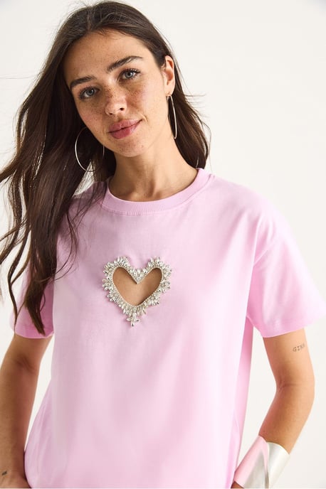 Besticktes Rundhals-Loser Sitz T-Shirt - Image 4