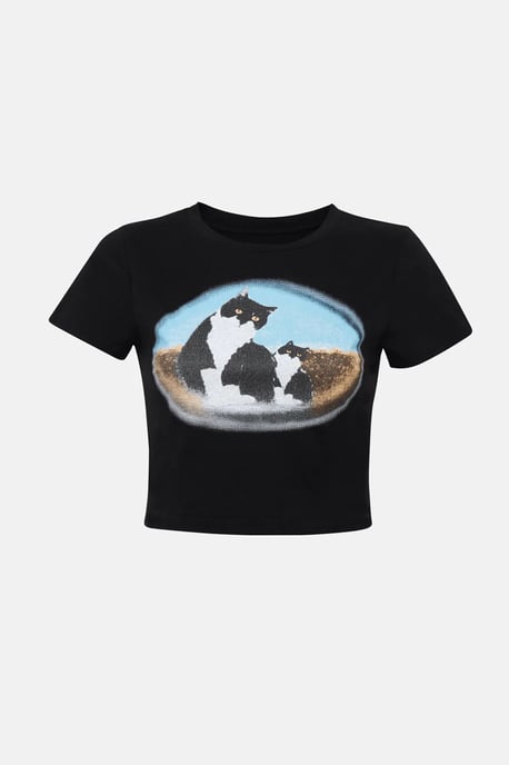Bedrucktes Baumwoll-Crop-Top-T-Shirt - Image 1