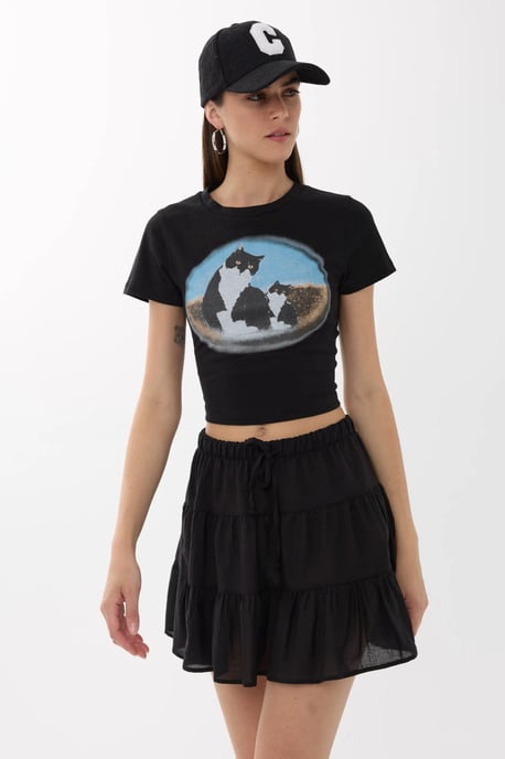Bedrucktes Baumwoll-Crop-Top-T-Shirt - Image 3