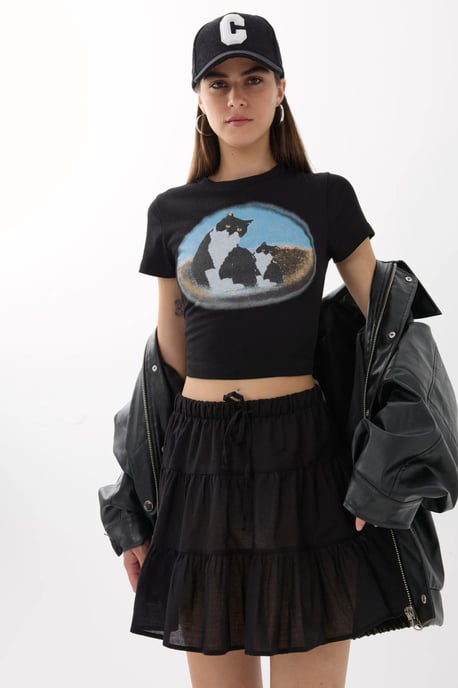 Bedrucktes Baumwoll-Crop-Top-T-Shirt - Image 4