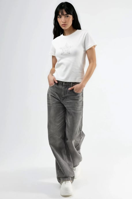 Steinverziert Rundhals-T-Shirt - Image 2
