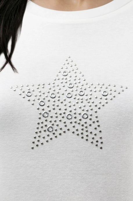 Steinverziert Rundhals-T-Shirt - Image 6