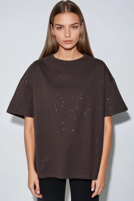 Pailletten Rundhalsausschnitt Kurzarm T-Shirt - Image 6