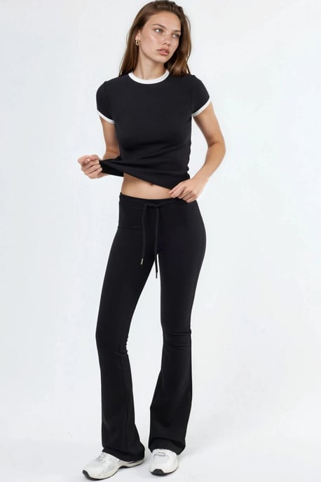 Rippstrick Crew Neck Kurzarm T-Shirt - Image 4