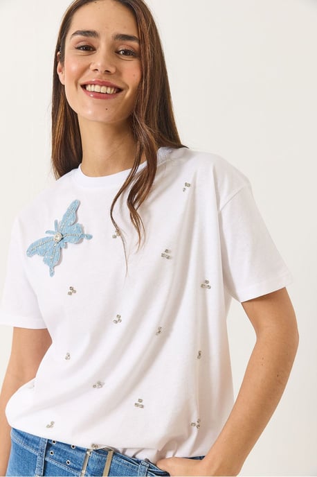 Besticktes Rundhals-T-Shirt - Image 2