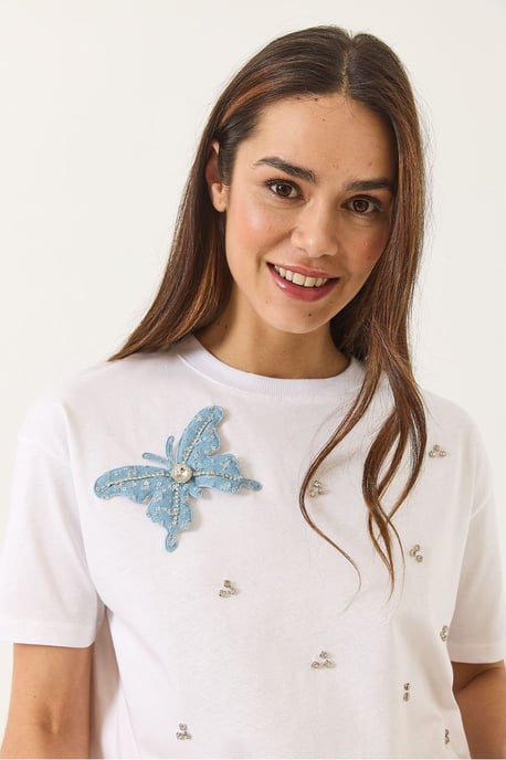 Besticktes Rundhals-T-Shirt - Image 3