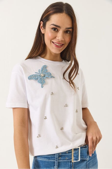 Besticktes Rundhals-T-Shirt - Image 4