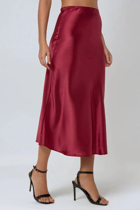 Hochtaillierter Satin-Midi-Rock - Image 1