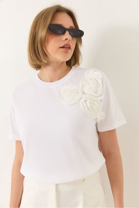 Crewneck T-Shirt aus gekämmter Baumwolle mit Zubehördetail - Image 2
