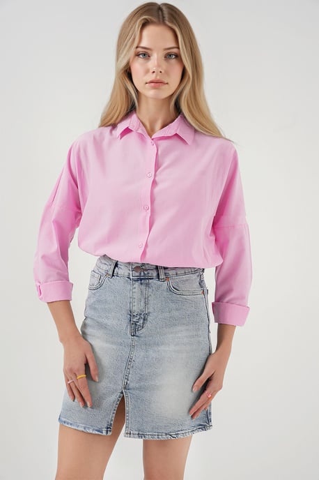 Hoch taillierter Jeans-Minirock mit Taschen - Image 4