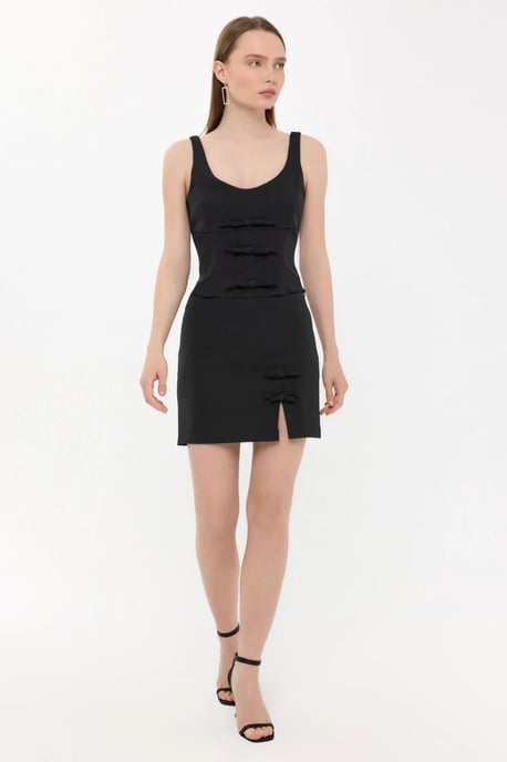 Hochtaillierter Woven Minirock mit Schleifendetail - Image 2