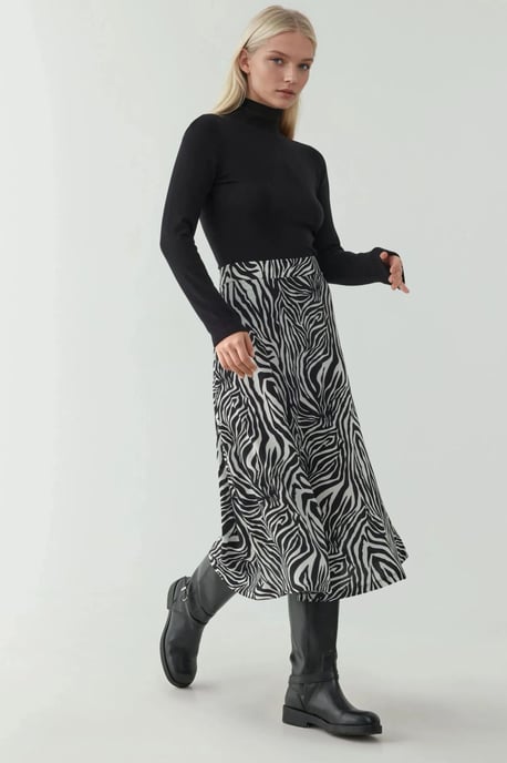Hochtaillierter Midi-Rock mit Zebra-Print - Image 2