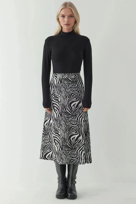 Hochtaillierter Midi-Rock mit Zebra-Print - Image 5
