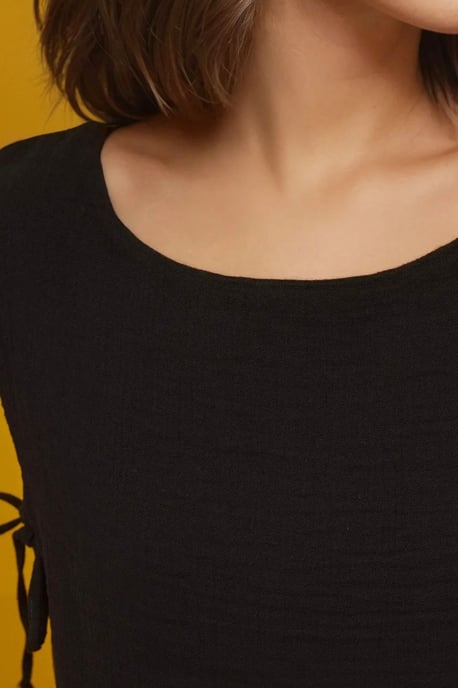 Elastischer Taillenrock mit seitlichem Bindeband-Bluse Muslin Set - Image 5