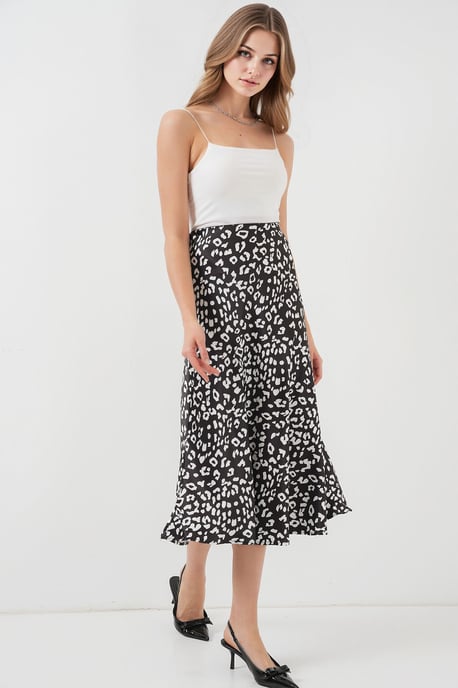 Satin A-Linie Elastischer Taillen-Midi-Rock - Image 3