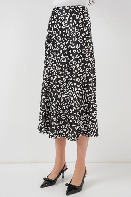 Satin A-Linie Elastischer Taillen-Midi-Rock - Image 4