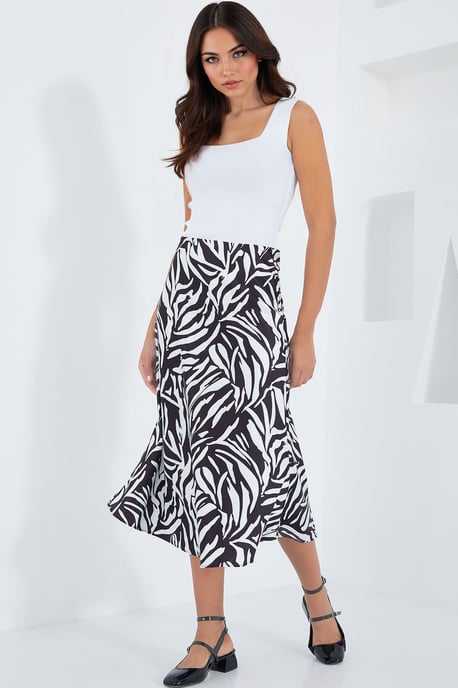 Satin A-Linie Midi-Rock mit elastischem Bund - Image 4