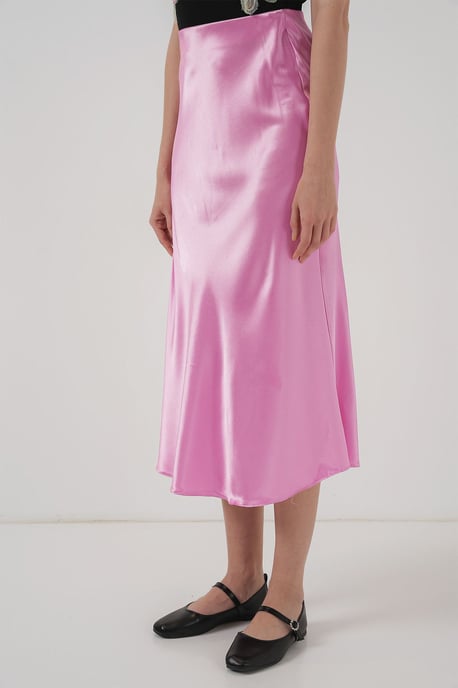 Satin A-Linie Midi-Rock mit elastischem Bund - Image 2