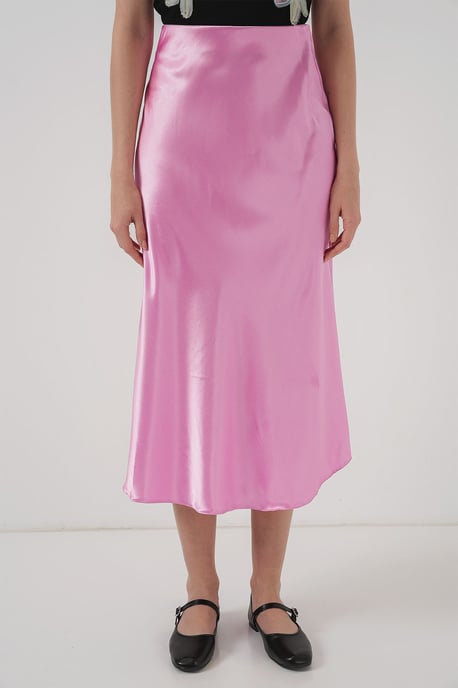 Satin A-Linie Midi-Rock mit elastischem Bund - Image 4
