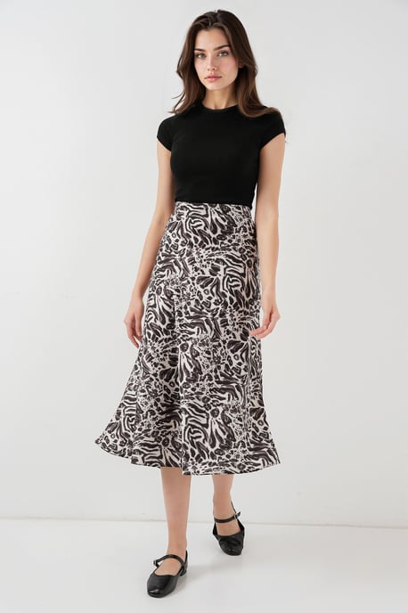 Satin A-Line Midirock mit elastischem Bund - Image 1