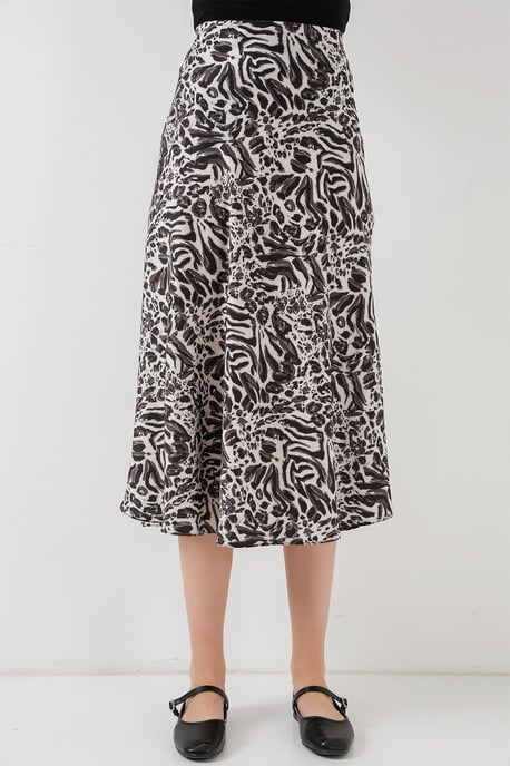 Satin A-Line Midirock mit elastischem Bund - Image 2