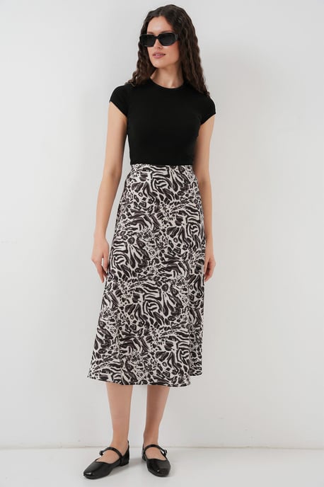 Satin A-Line Midirock mit elastischem Bund - Image 3