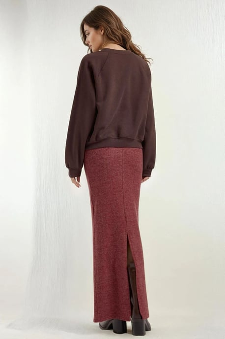 Elastischer Taillenrock mit weicher Textur und Schlitz - Image 4