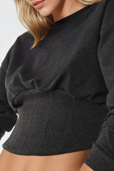 Figurbetontes Crew-Neck-Korsett-Strick-Sweatshirt - Image 4