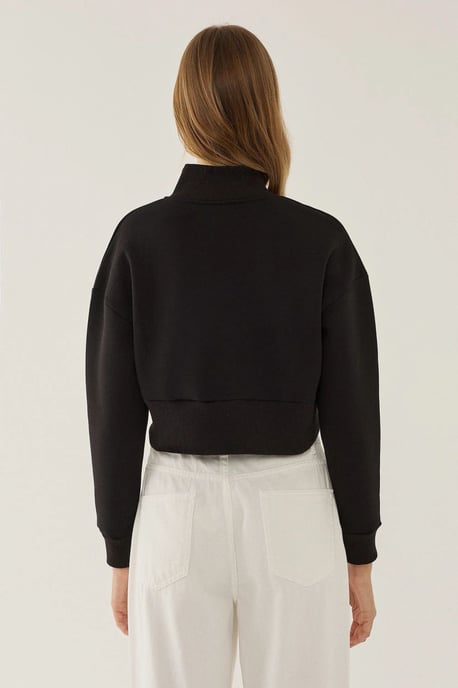Reißverschluss-Kragen Crop-Slogan-Sweatshirt - Image 4