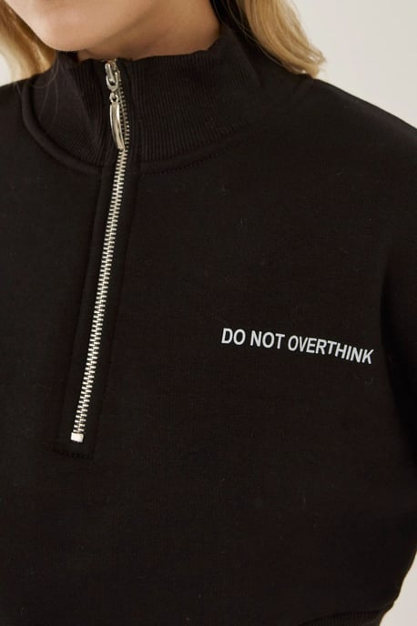 Reißverschluss-Kragen Crop-Slogan-Sweatshirt - Image 5