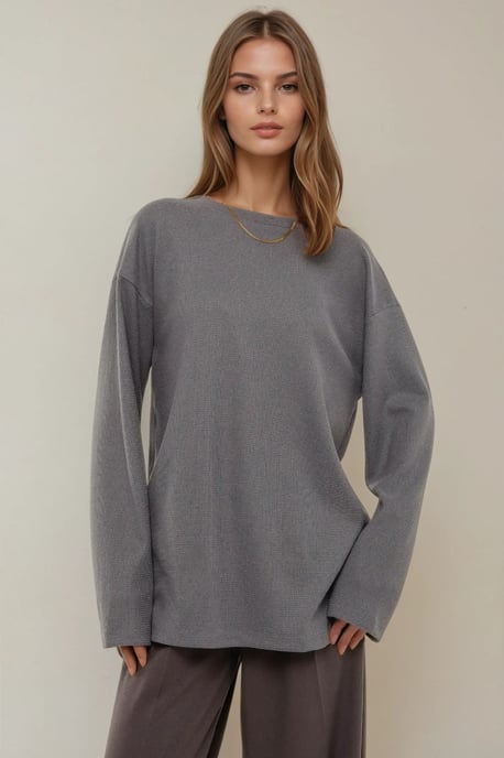 Crew-Neck-Waffelpullover - Image 1