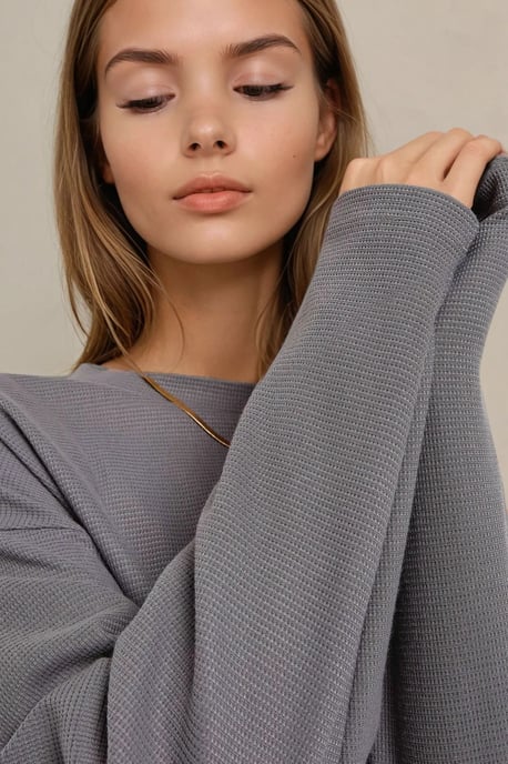 Crew-Neck-Waffelpullover - Image 4