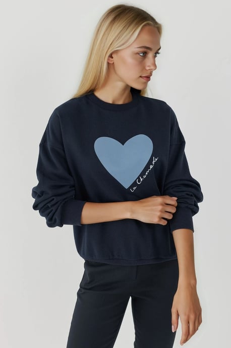 Bedruckter Rundhals-Sweatshirt mit Flockprint - Image 2