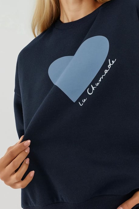 Bedruckter Rundhals-Sweatshirt mit Flockprint - Image 3