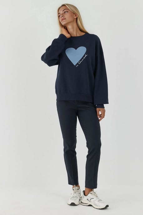 Bedruckter Rundhals-Sweatshirt mit Flockprint - Image 4