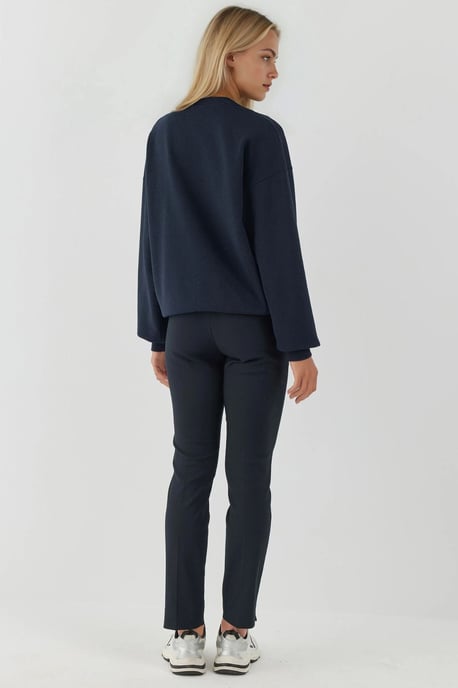 Bedruckter Rundhals-Sweatshirt mit Flockprint - Image 5