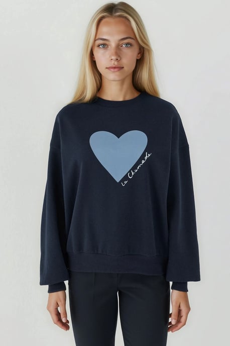 Bedruckter Rundhals-Sweatshirt mit Flockprint - Image 6