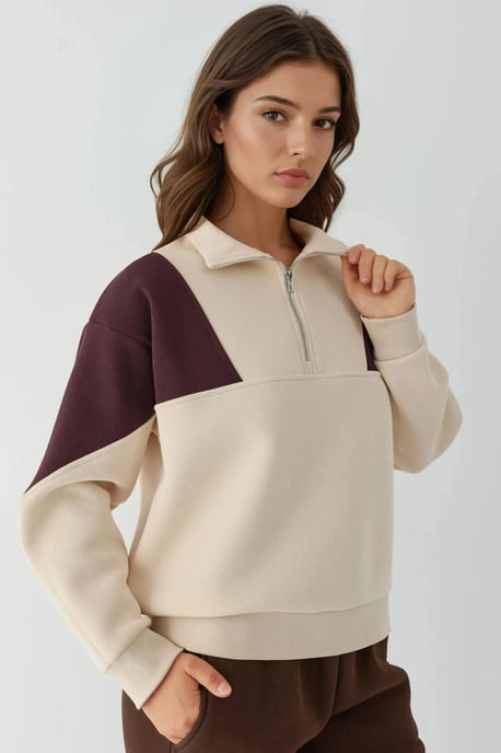 Hochgezogener Reißverschlusskragen Bequemer Sweatshirt - Image 2