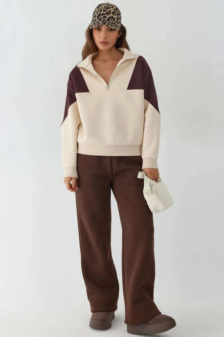 Hochgezogener Reißverschlusskragen Bequemer Sweatshirt - Image 4