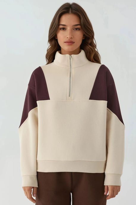 Hochgezogener Reißverschlusskragen Bequemer Sweatshirt - Image 6
