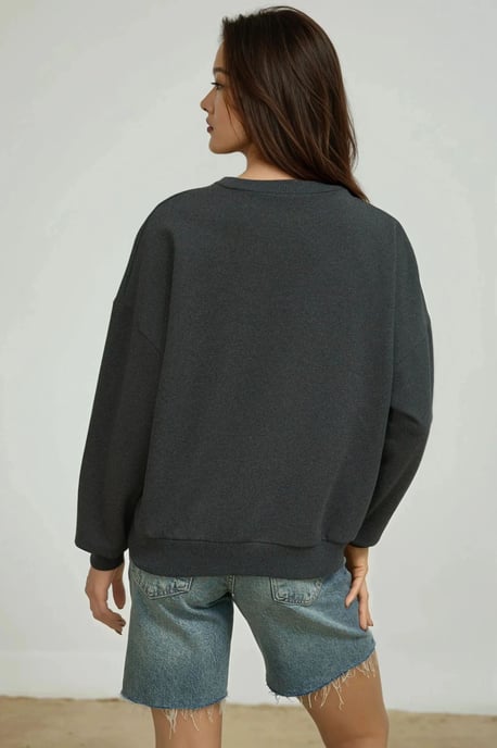 Übergroßer Rundhals-Basic-Sweatshirt - Image 4