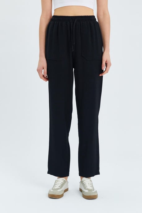 Hoch geschnittene Karottenhose mit Kordelzugbund - Image 4